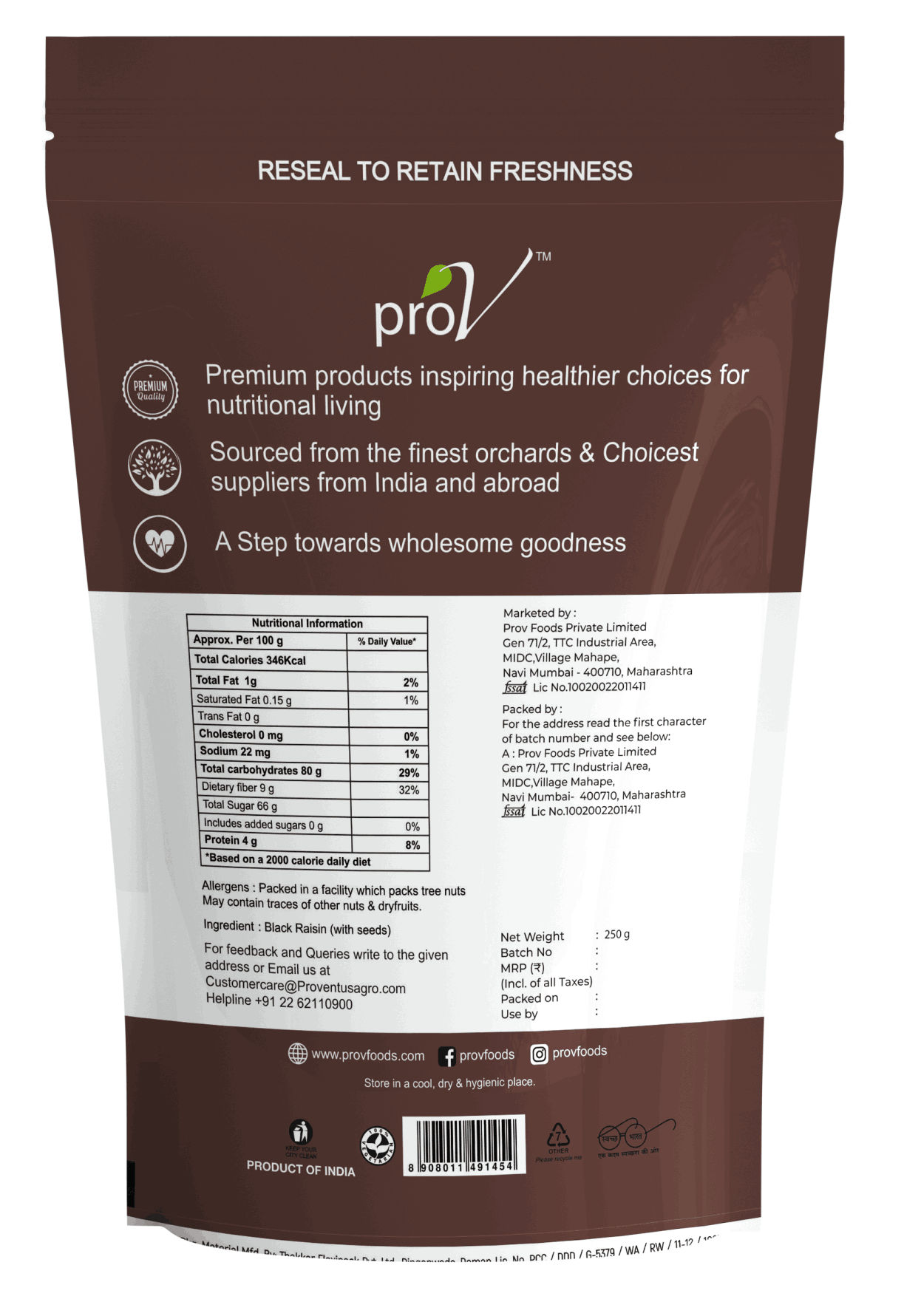Prov Premium-Black Raisins (With Seed)