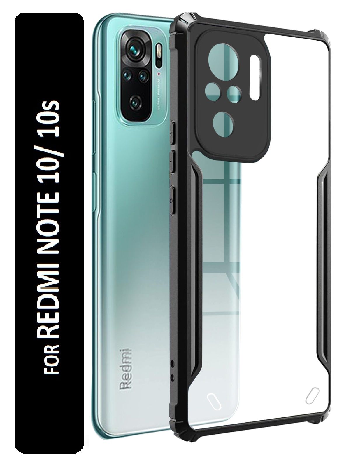 Kwine Case Redmi Note 10 / 10S Back Cover - Black Bordered Transparent Case