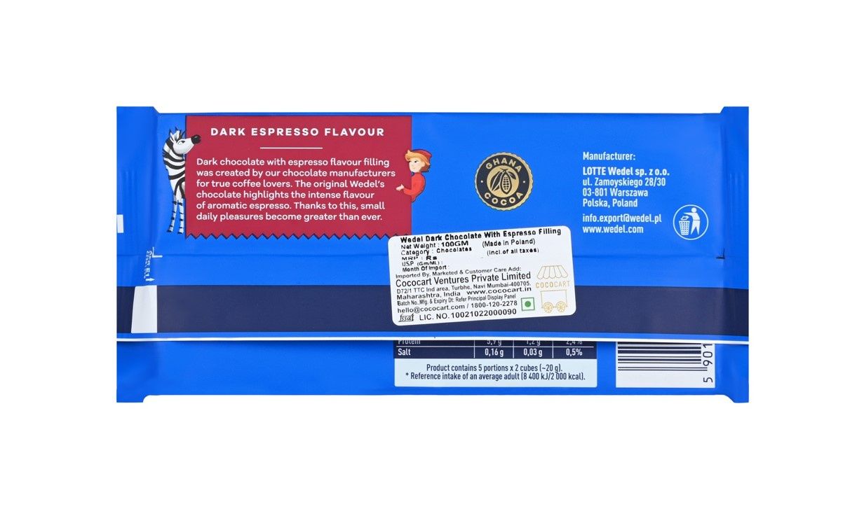 Wedel Dark Chocolate With Espresso Filling Bar