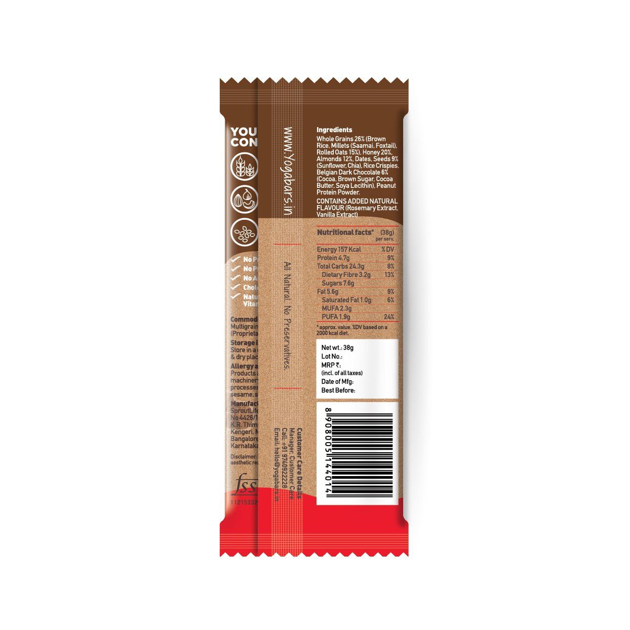 Yogabar Multigrain Energy Bars Chocolate Chunk with Nuts, Oats and Millets,Chia Seeds, Protein Bars 35 g Combo