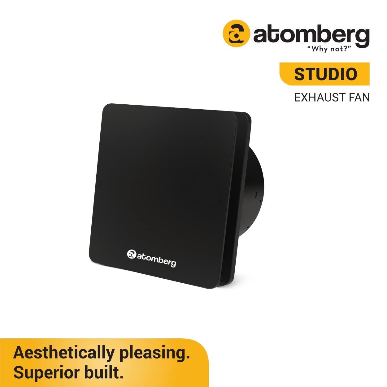 Atomberg Studio BLDC Exhaust Fan, 150mm/6 Inch, Double Ball Bearings, Black