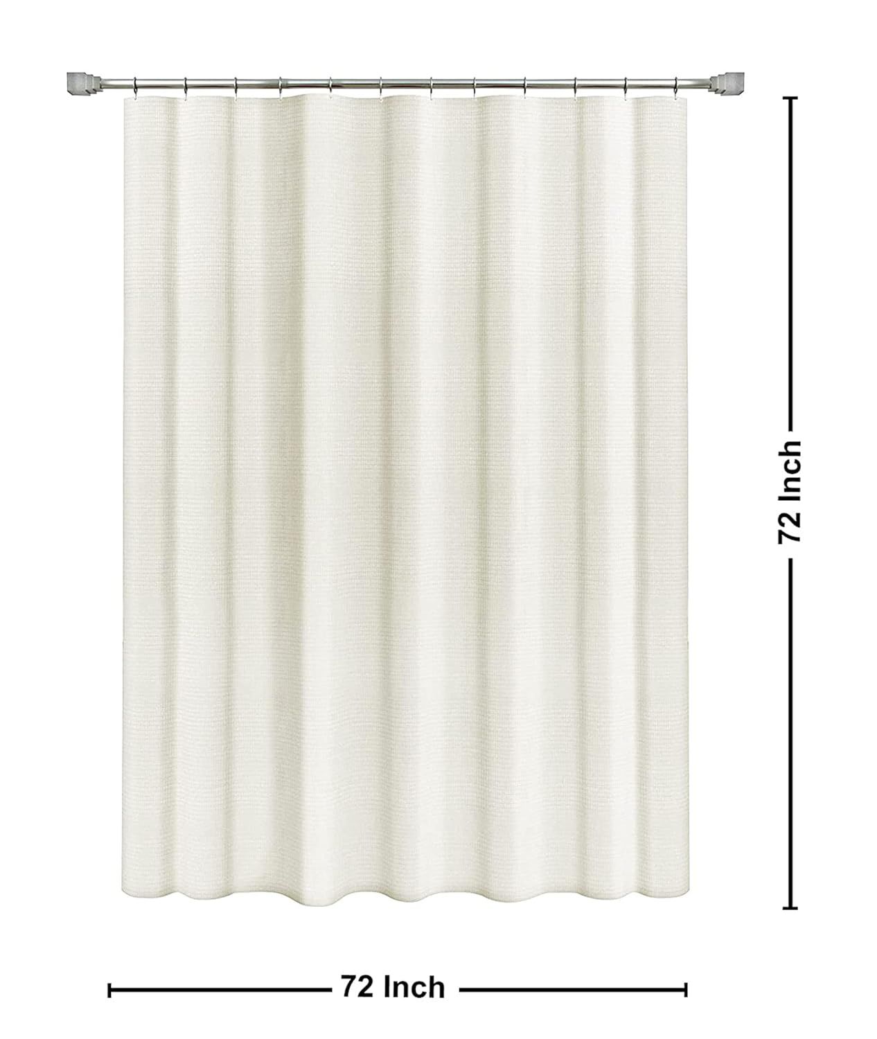 Lushomes Shower Curtain - Cream | Waffle Weave | 12 C-Ring Hooks | Non-PVC | 72 x 78 inch