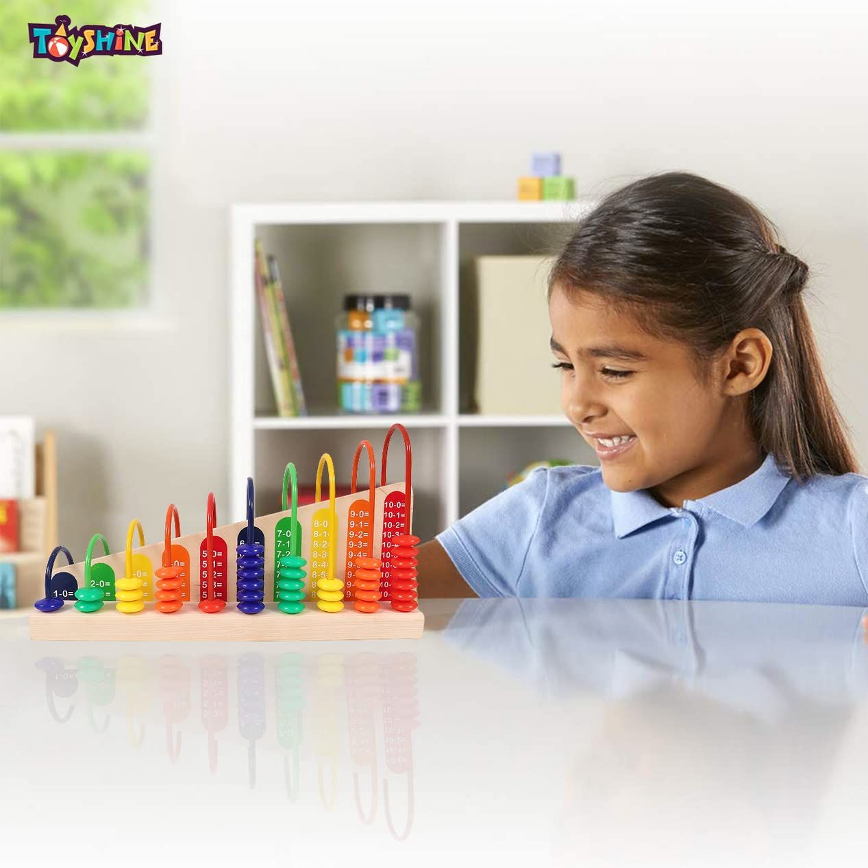 Toyshine Wooden Calculation Abacus Shelf For Counting Addition And Subtraction