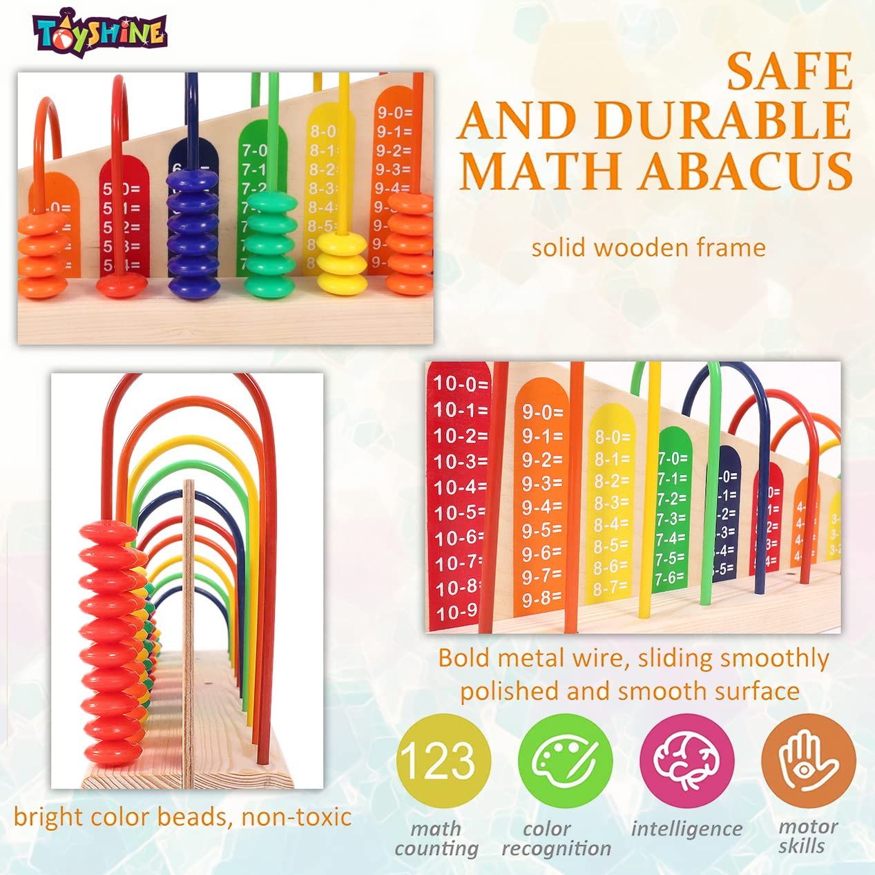 Toyshine Wooden Calculation Abacus Shelf For Counting Addition And Subtraction