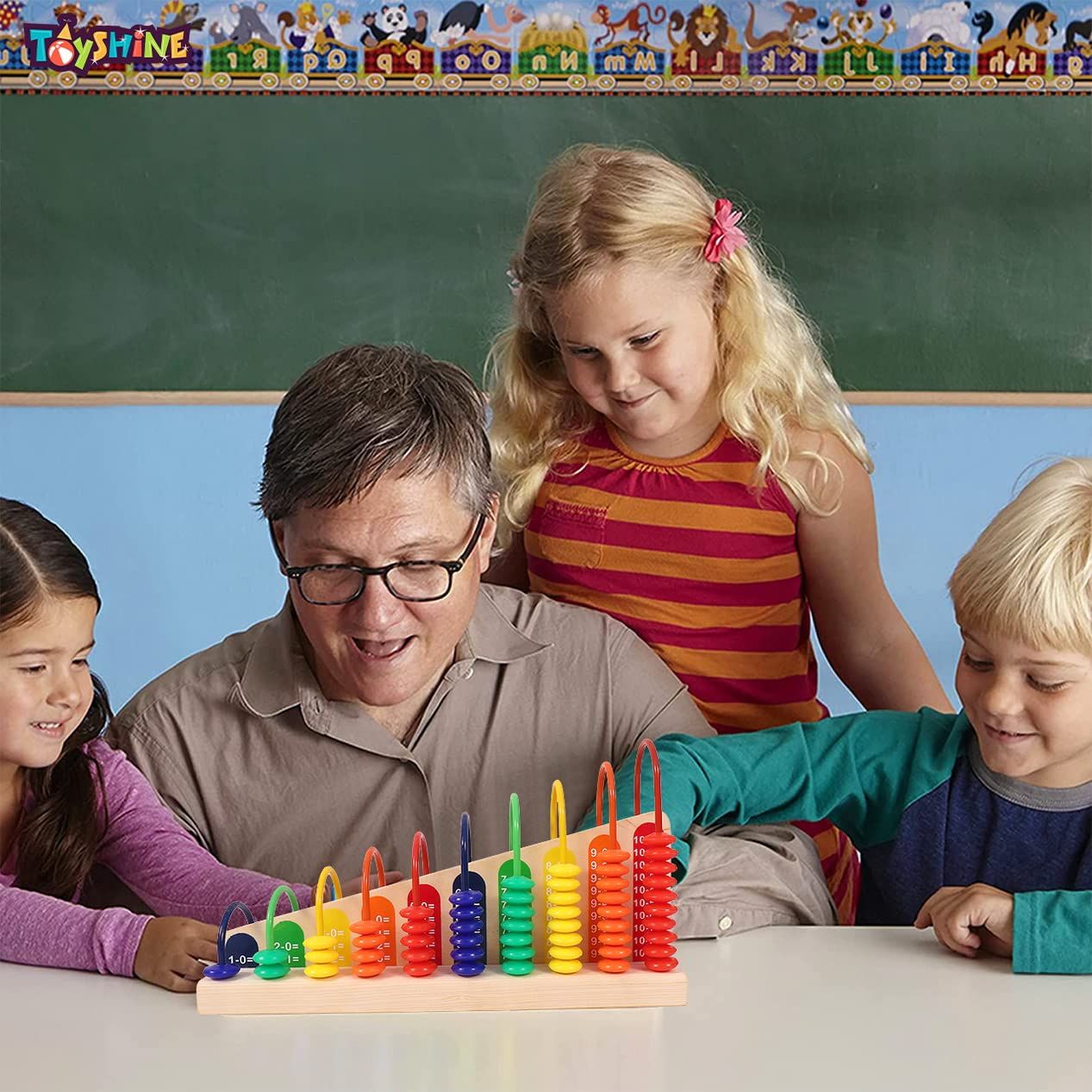 Toyshine Wooden Calculation Abacus Shelf For Counting Addition And Subtraction