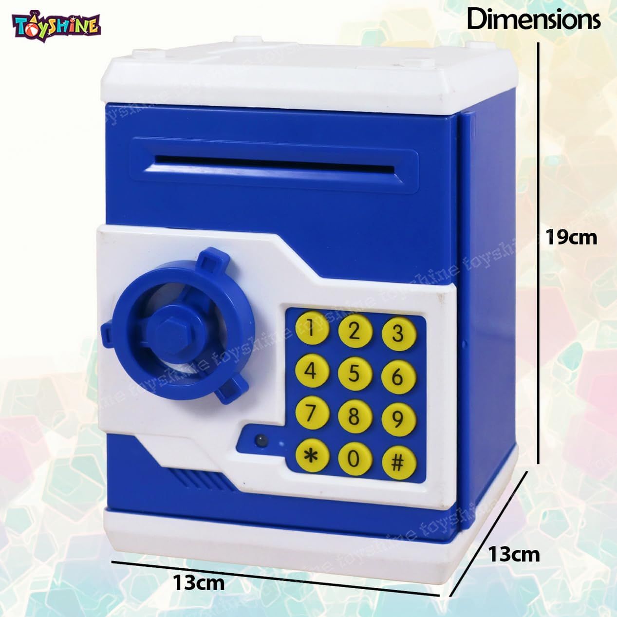 Toyshine Piggy Bank Money Box With Electronic Lock, Atm Machine, Blue, Electronic