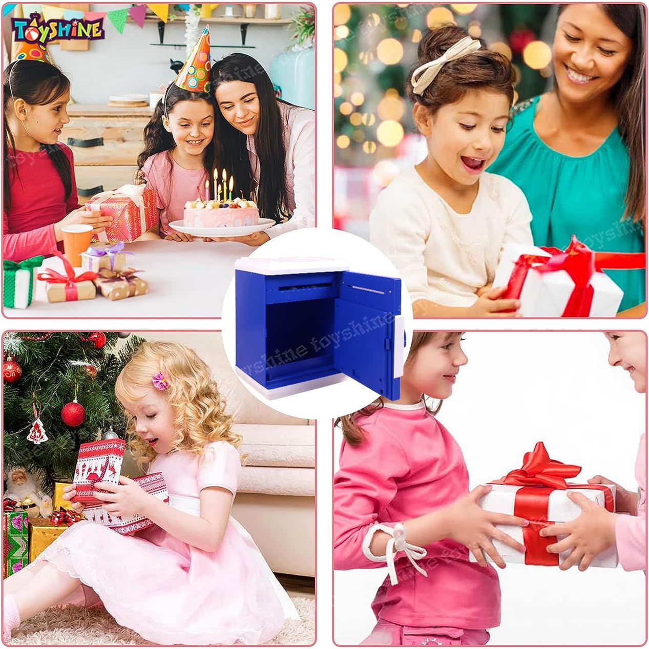 Toyshine Piggy Bank Money Box With Electronic Lock, Atm Machine, Blue, Electronic