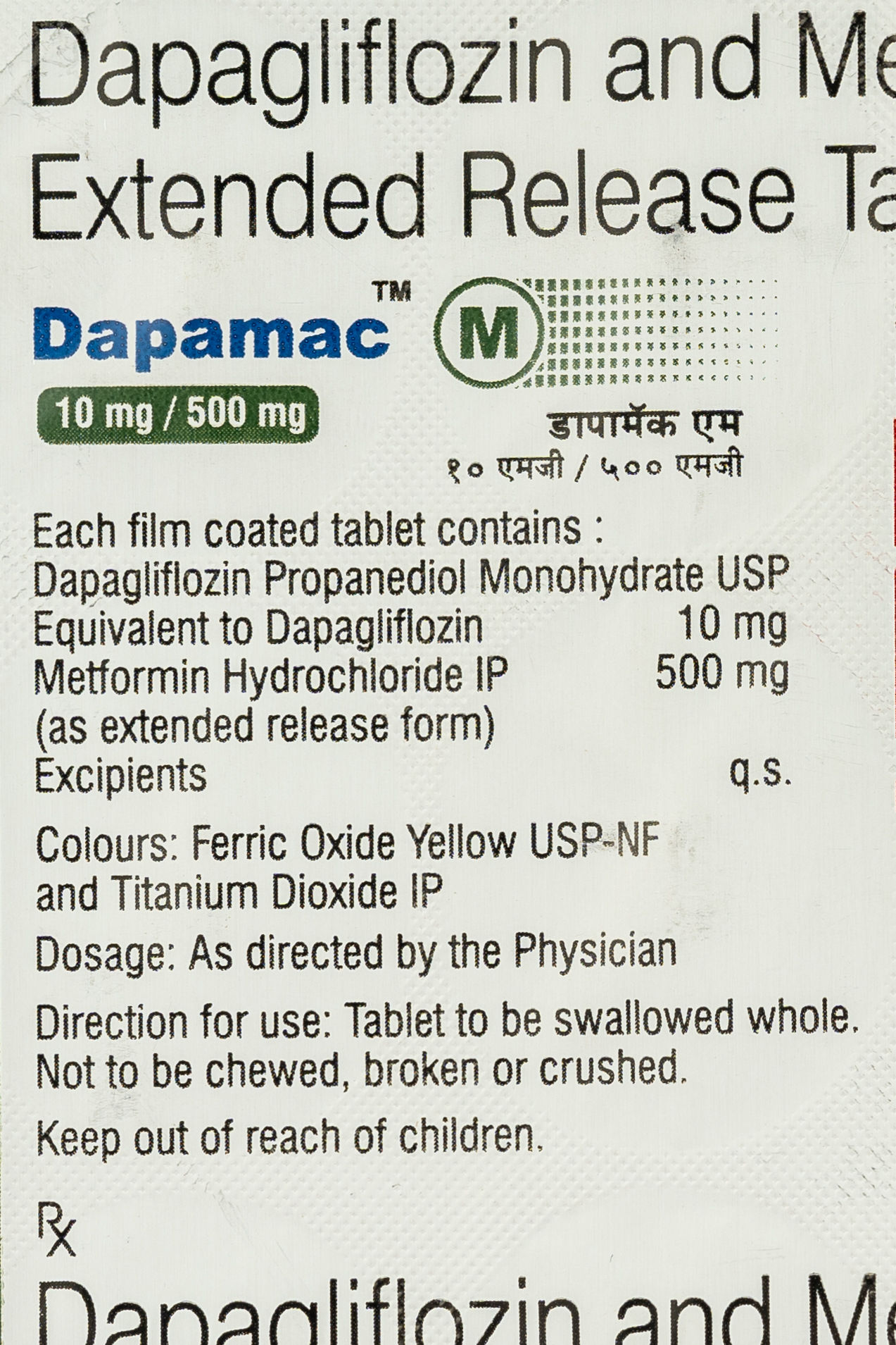 Dapamac M 10mg/500mg Tablets ER