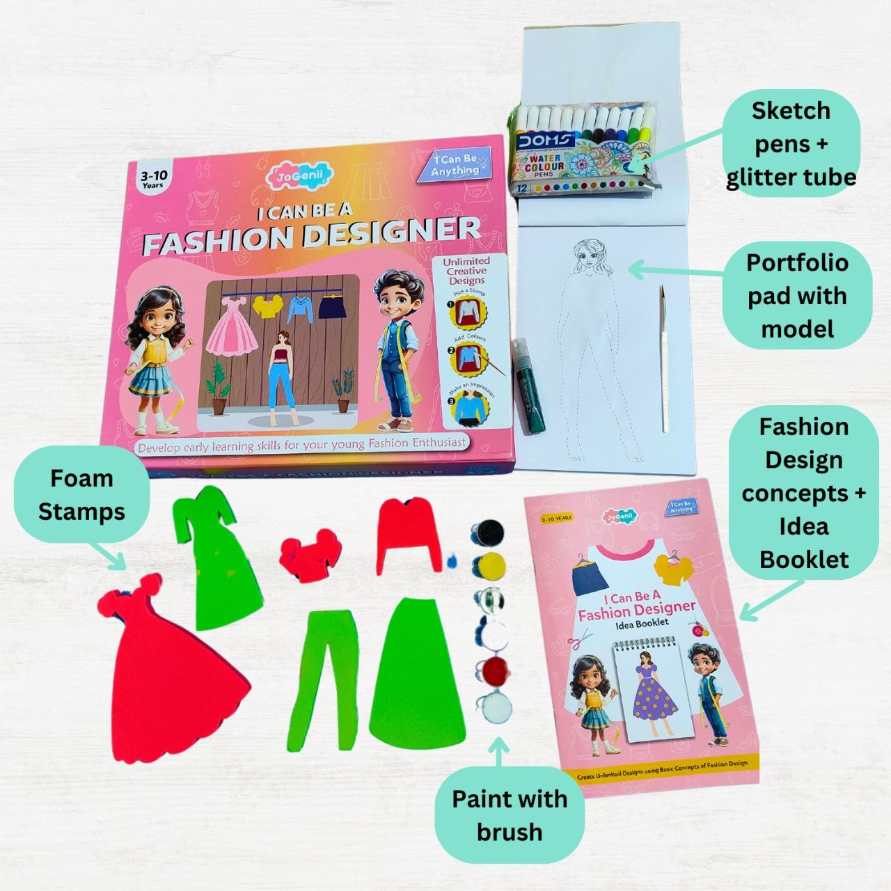 JoGenii's Can be a Fashion Designer Set of 6 Foam DIY booklet with colors and Fashion styling guide
