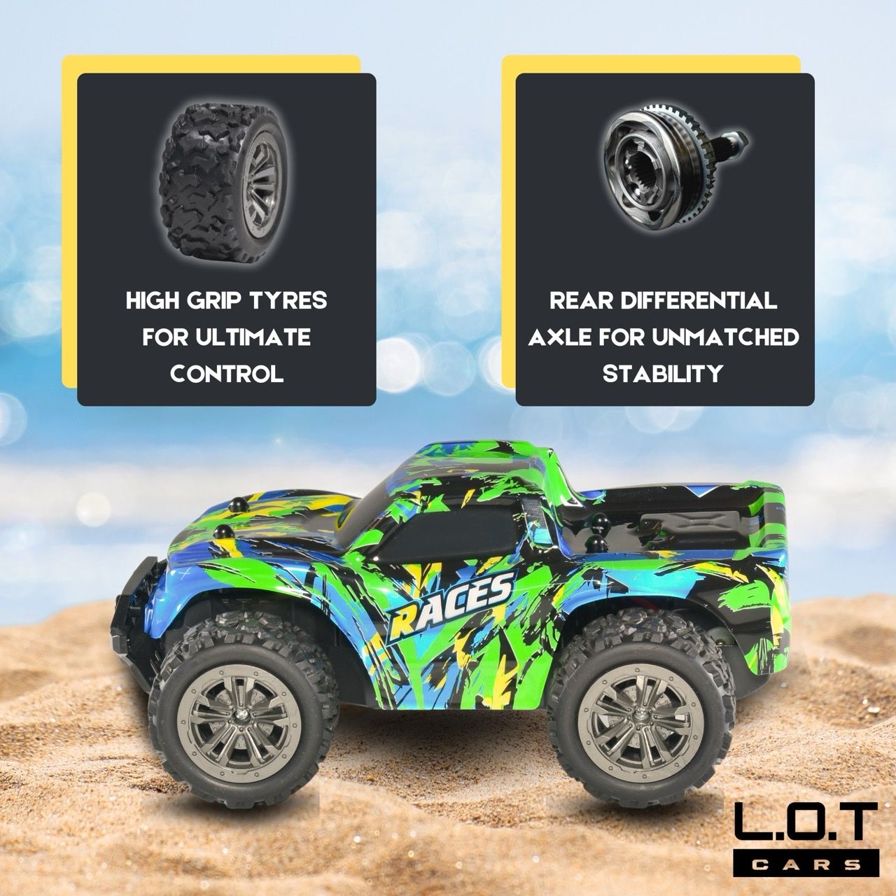 RC Car - 25kmph Boost Mode, Proportional Throttle (Bumble - Green)