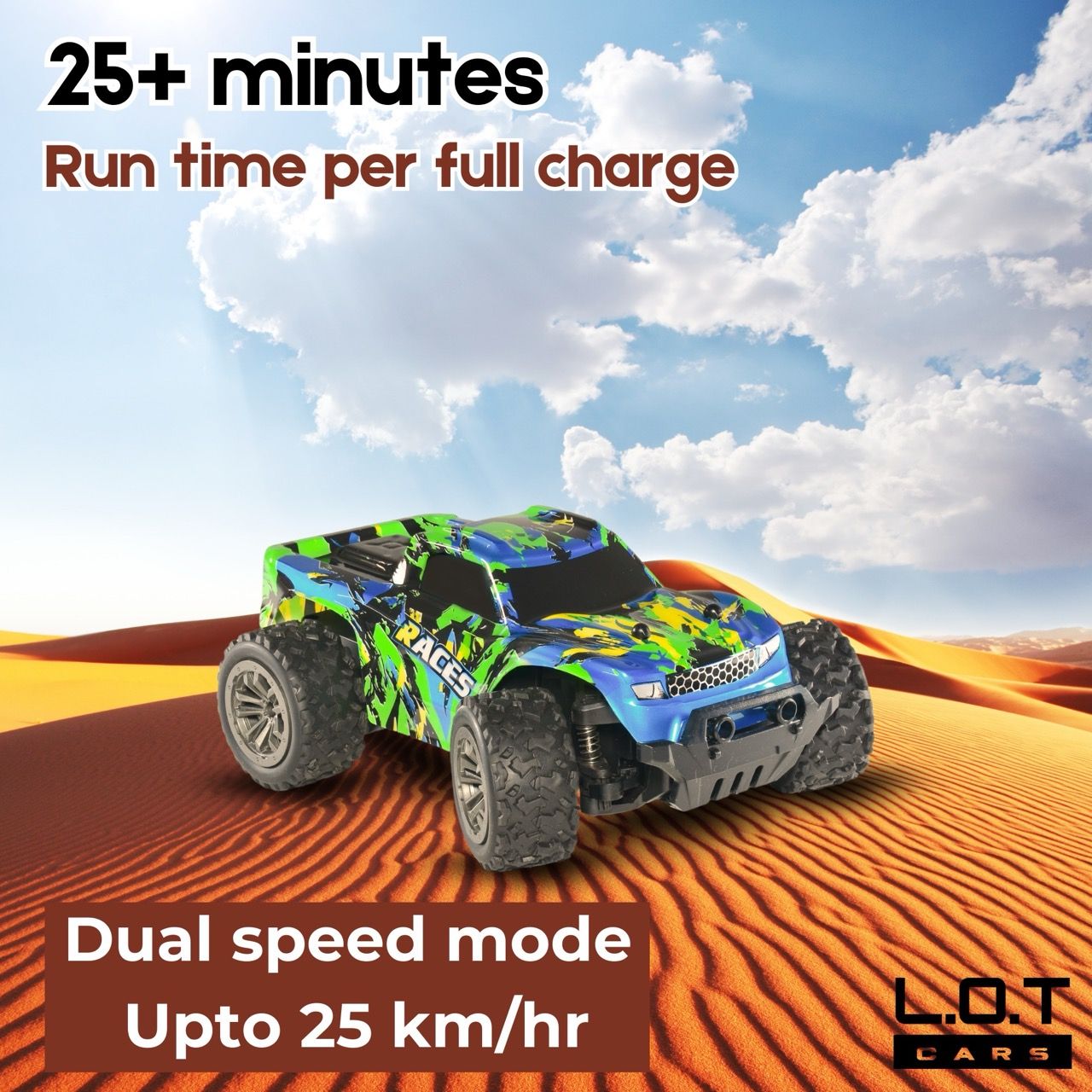 RC Car - 25kmph Boost Mode, Proportional Throttle (Bumble - Green)