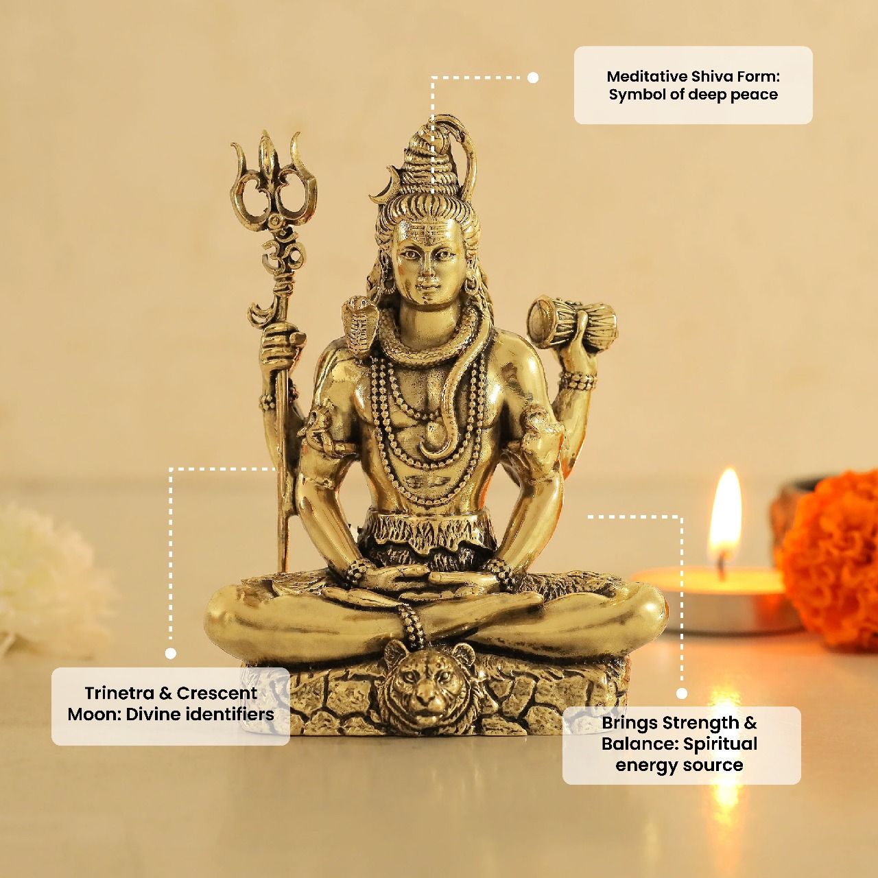 Aksharveda Intricately Crafted Brass Shiv Ji Murti 3 Inches