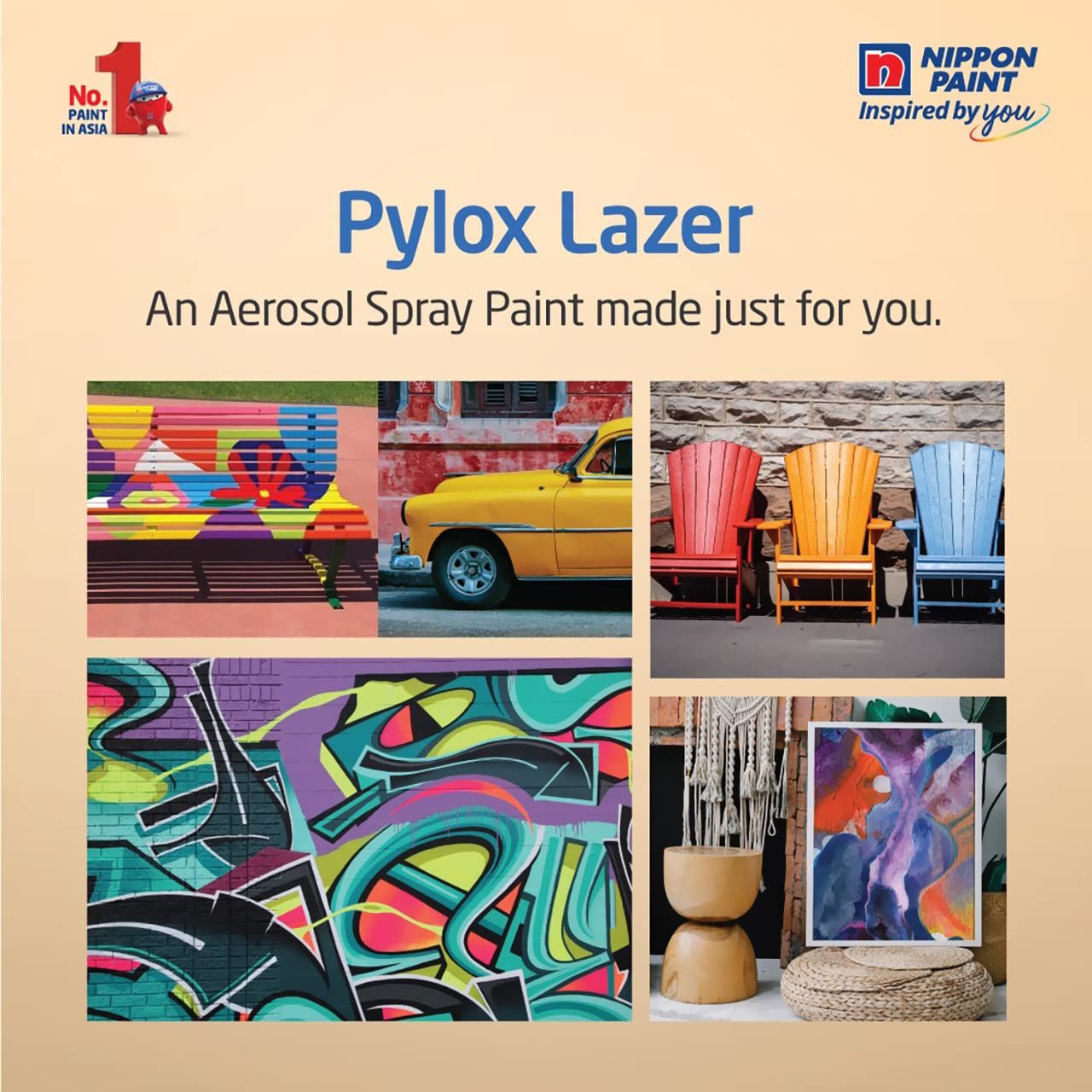 Nippon Pylox Spray Paint  | Po Red | Fast-Drying & High Gloss
