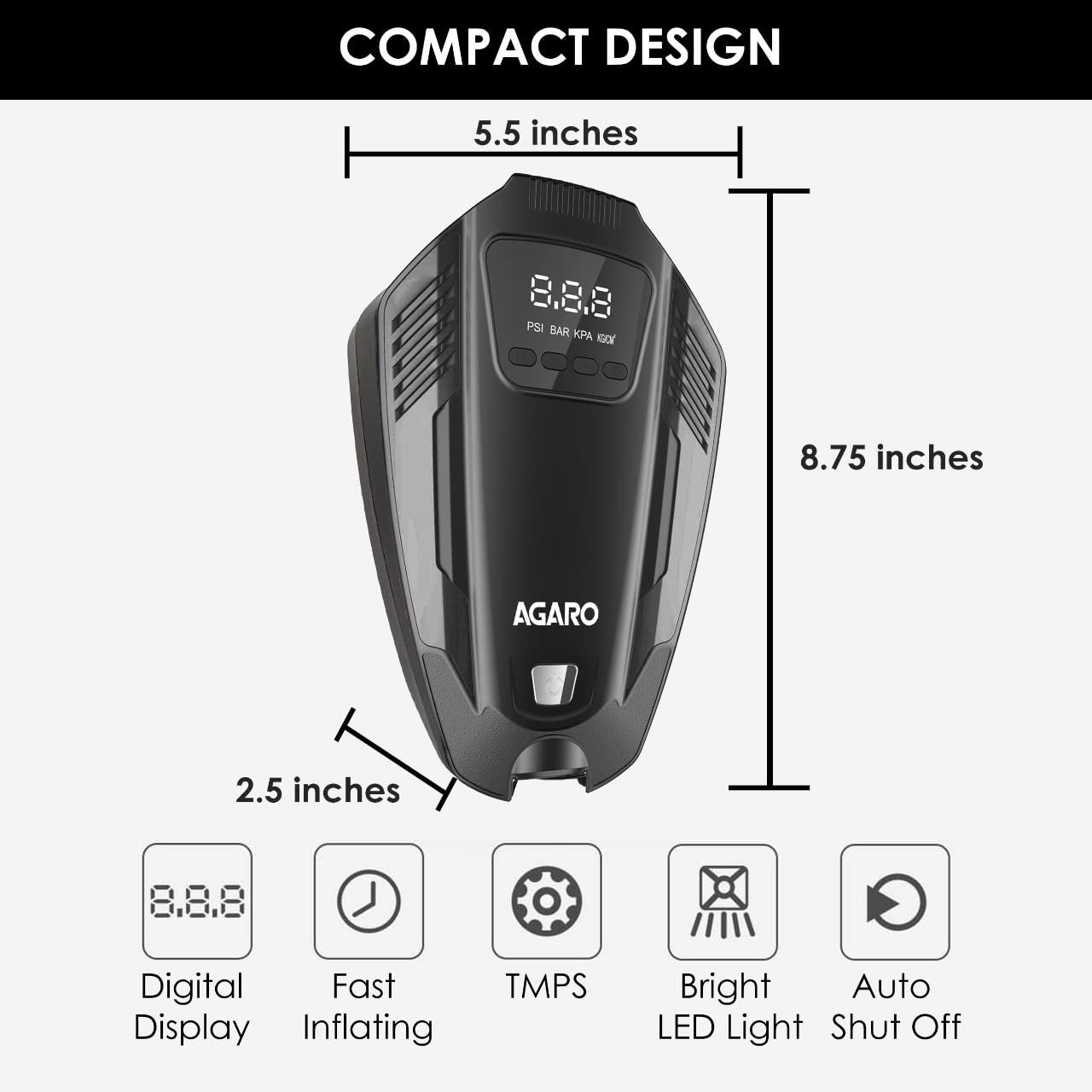 Agaro Primo Digital Tyre Inflator 120 W