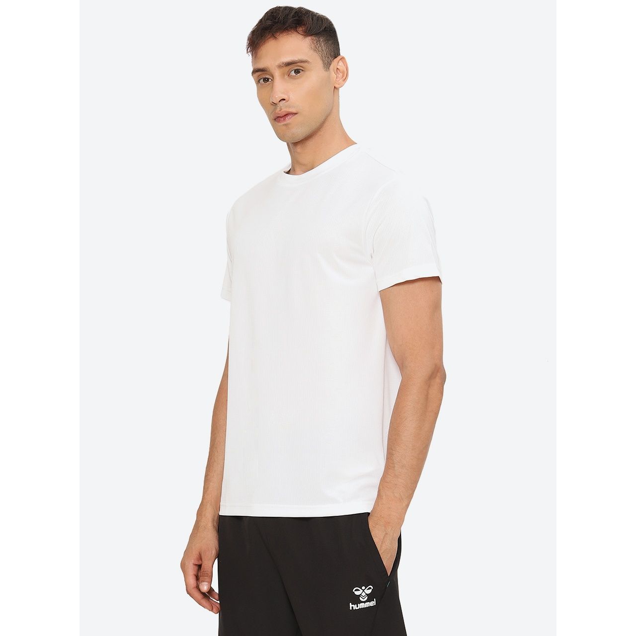 hummel Men's Budoc Round Neck Solid Regular Fit Gym T-shirt | White - XL