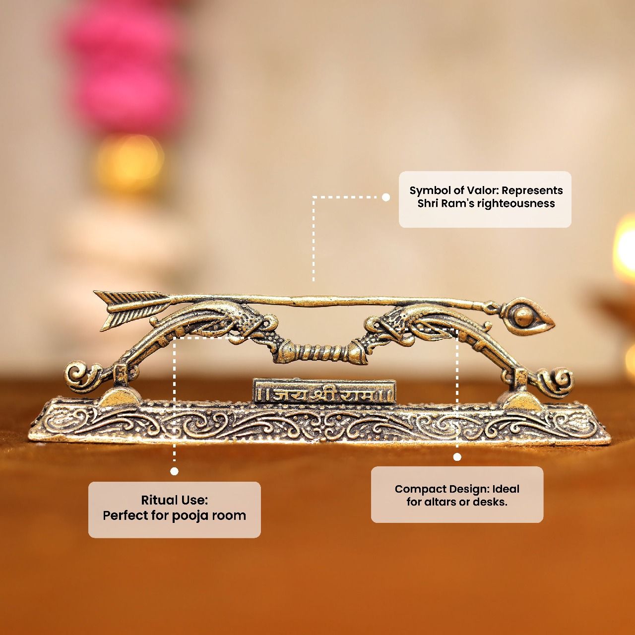 Aksharveda Intricately Designed Lord Shri Ram Dhanush | 4 inch