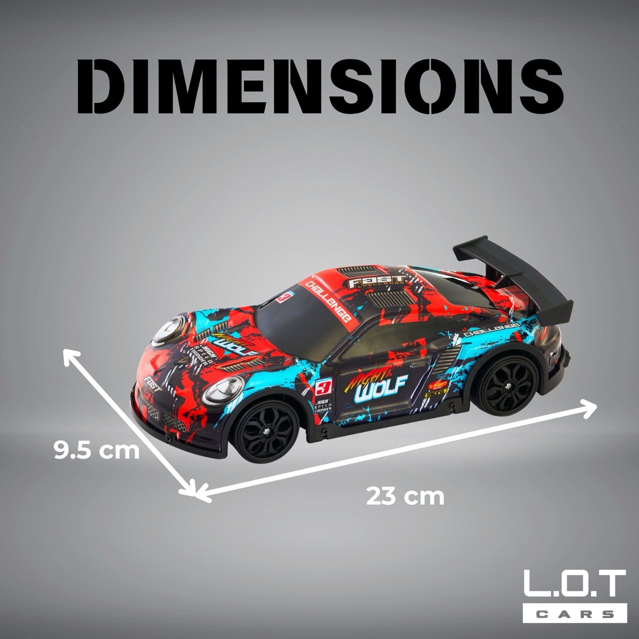 RC Drift Car with 4 extra wheels, 20 Kmph & PVC Shell (Night Wolf - Red)