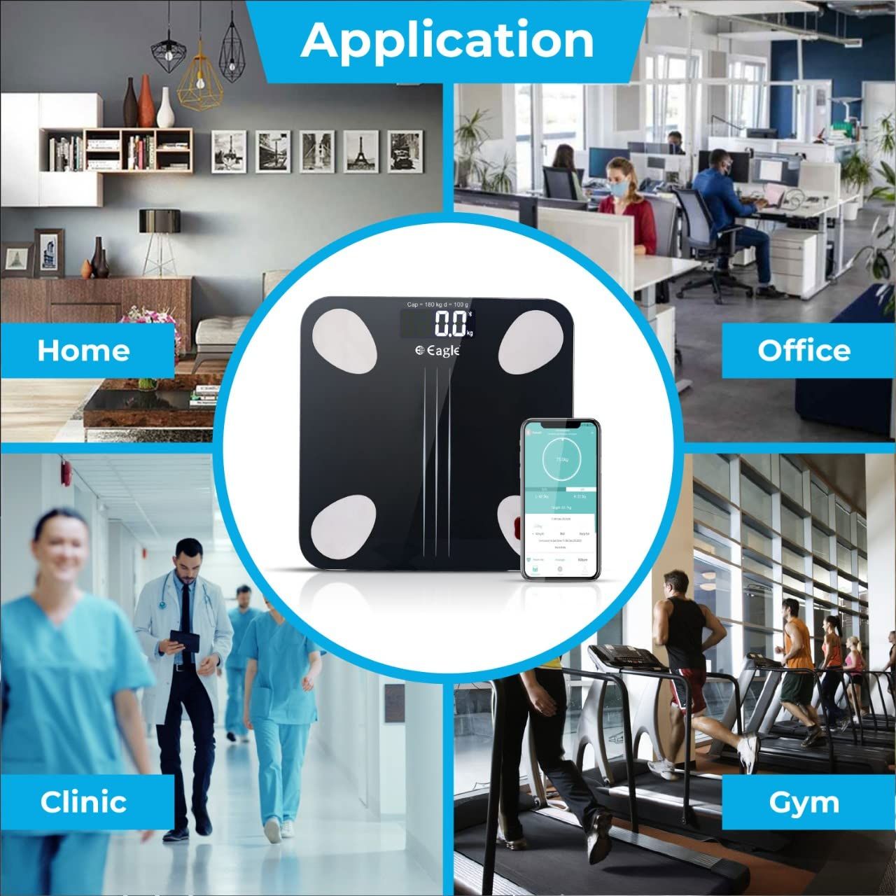 Eagle Digital Weight Machine - BMI Fat Analyzer | 4 BIS Sensors