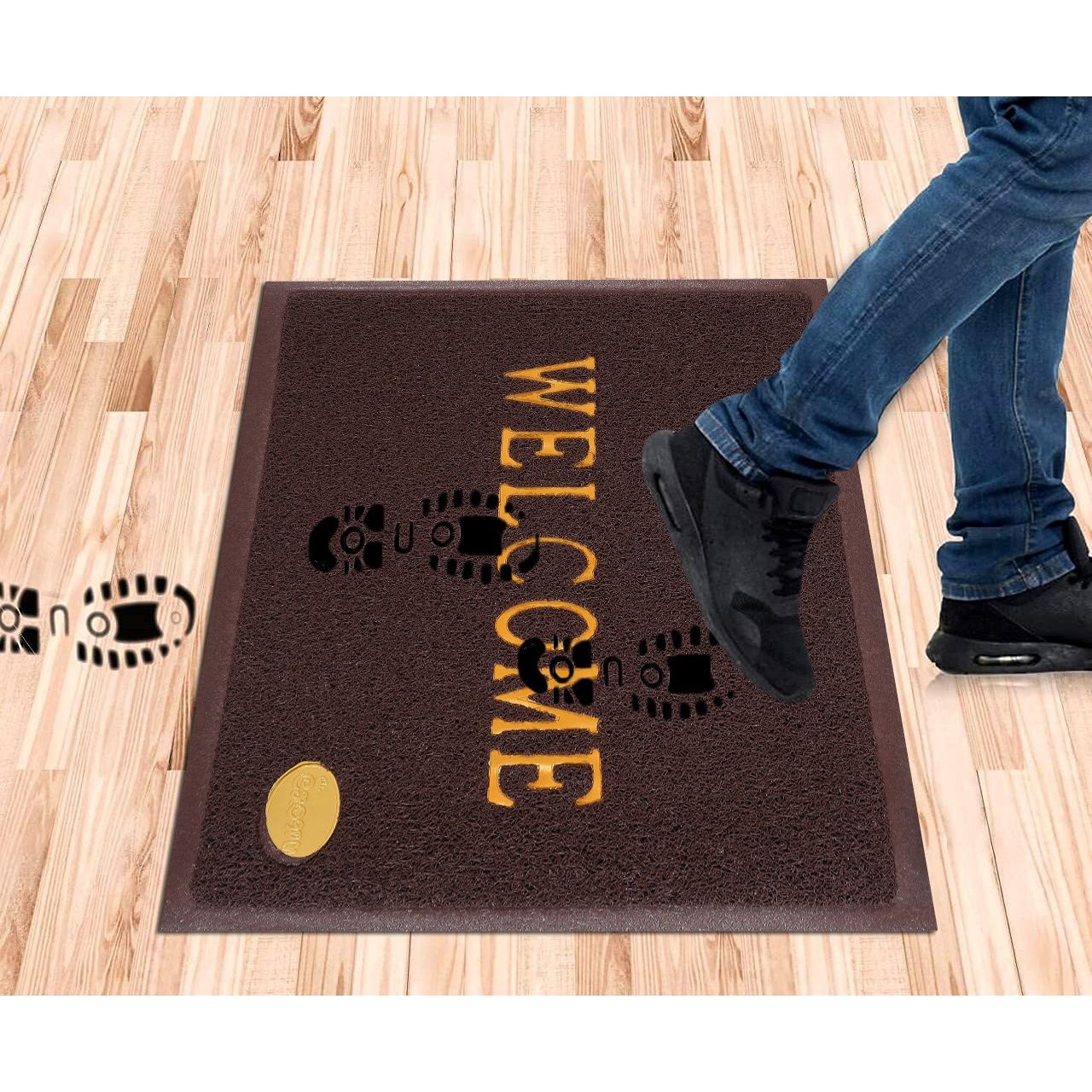 Dream Living Designer Welcome Mat Front Door Mat | 38 cm x58 cm | Floor Mat - Brown