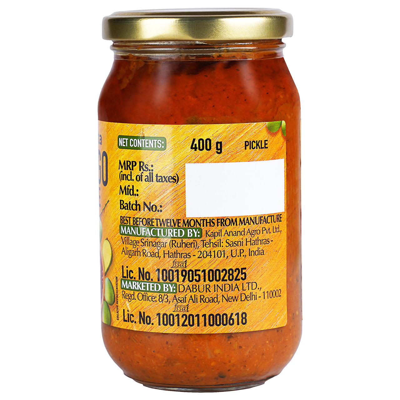 Dabur Hommade Mango Pickle Bottle
