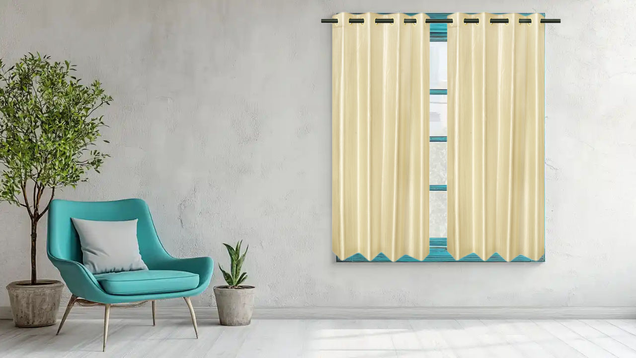 Antzco Plain Creme Window Curtain 5 ft x 4 ft | Pack of 2 | WC12