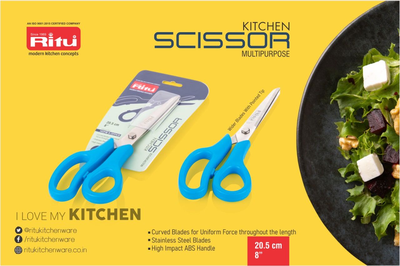 Ritu Multipurpose Kitchen Scissor 8" ( 20.5 Cm ) (Colour May Vary)