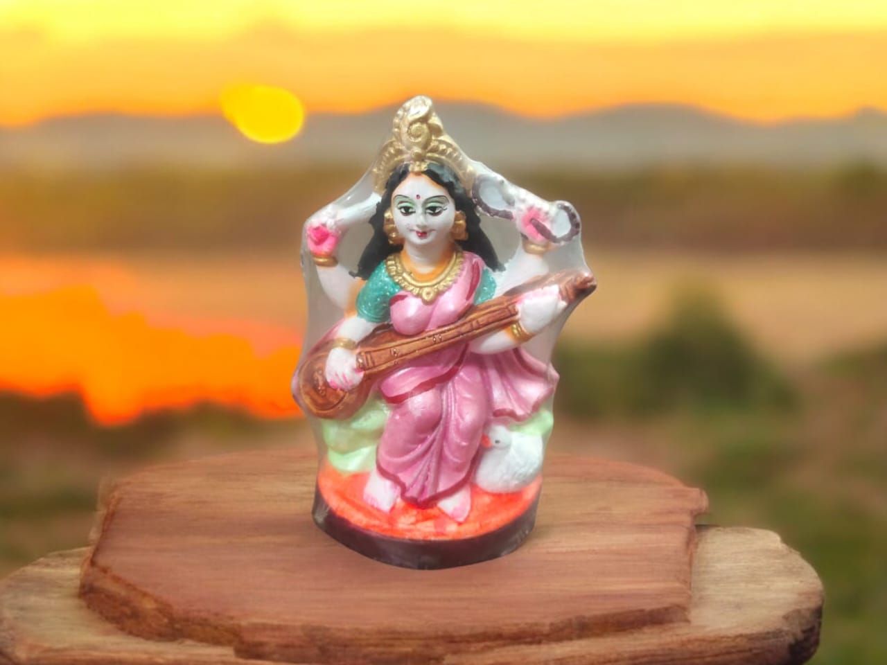 Tiyutraditions Saraswati Pooja Clay Idol