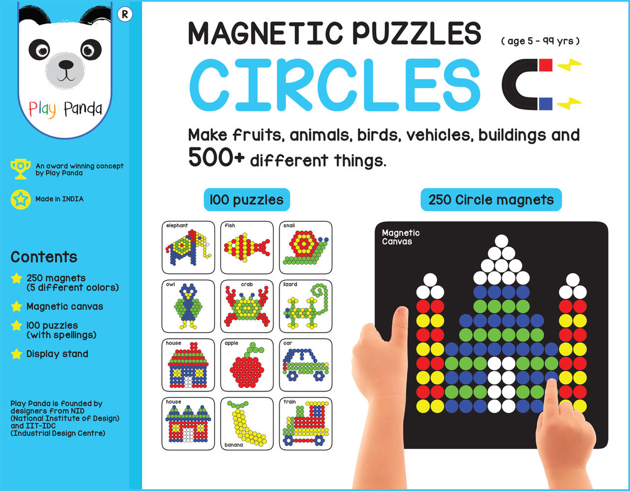 Play Panda Magnetic Puzzles (small) Circles with 250 Magnets & 100 Puzzles