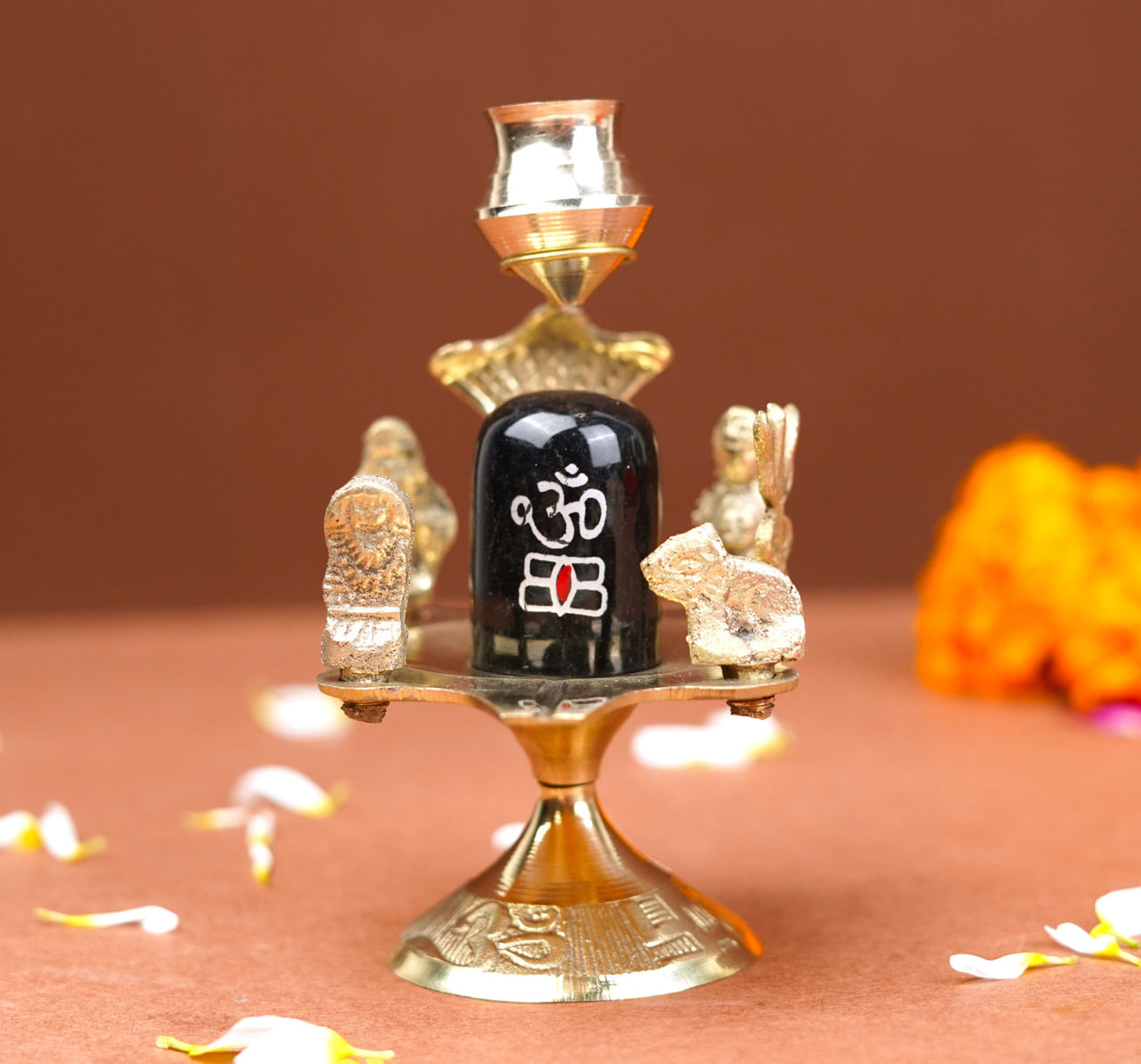 Shivling Stone With Brass Abhishek Patra By Servdharm