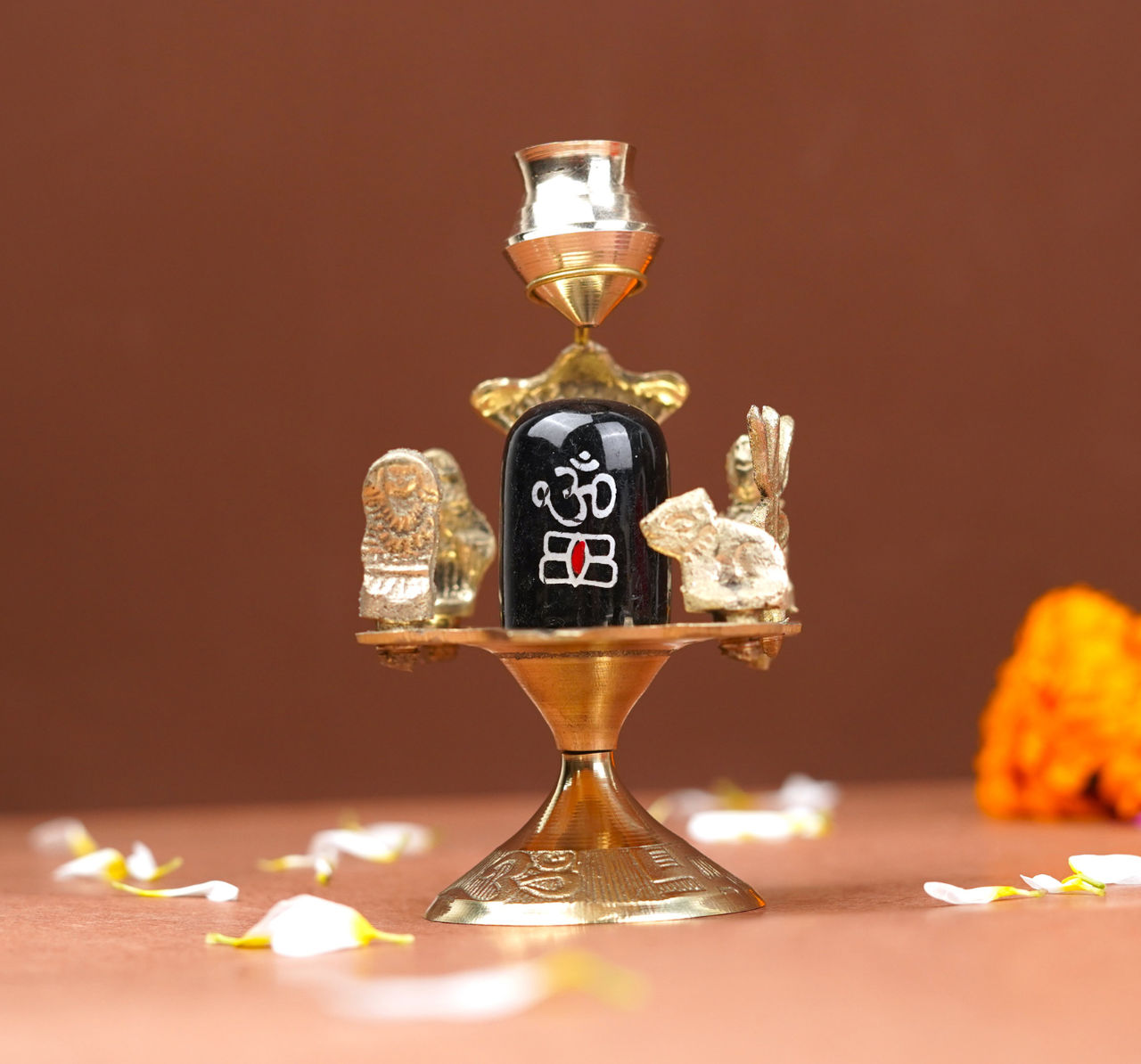 Shivling Stone With Brass Abhishek Patra By Servdharm