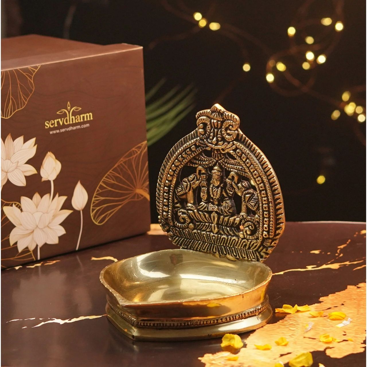 Servdharm Brass Gajalakshmi Diya | 5.5 Inch