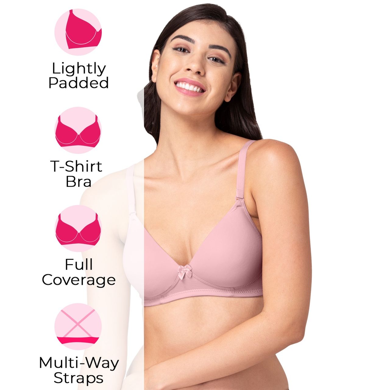 Tweens Backless Lightly Padded Transparent Back T-Shirt Bra | Plum-32B