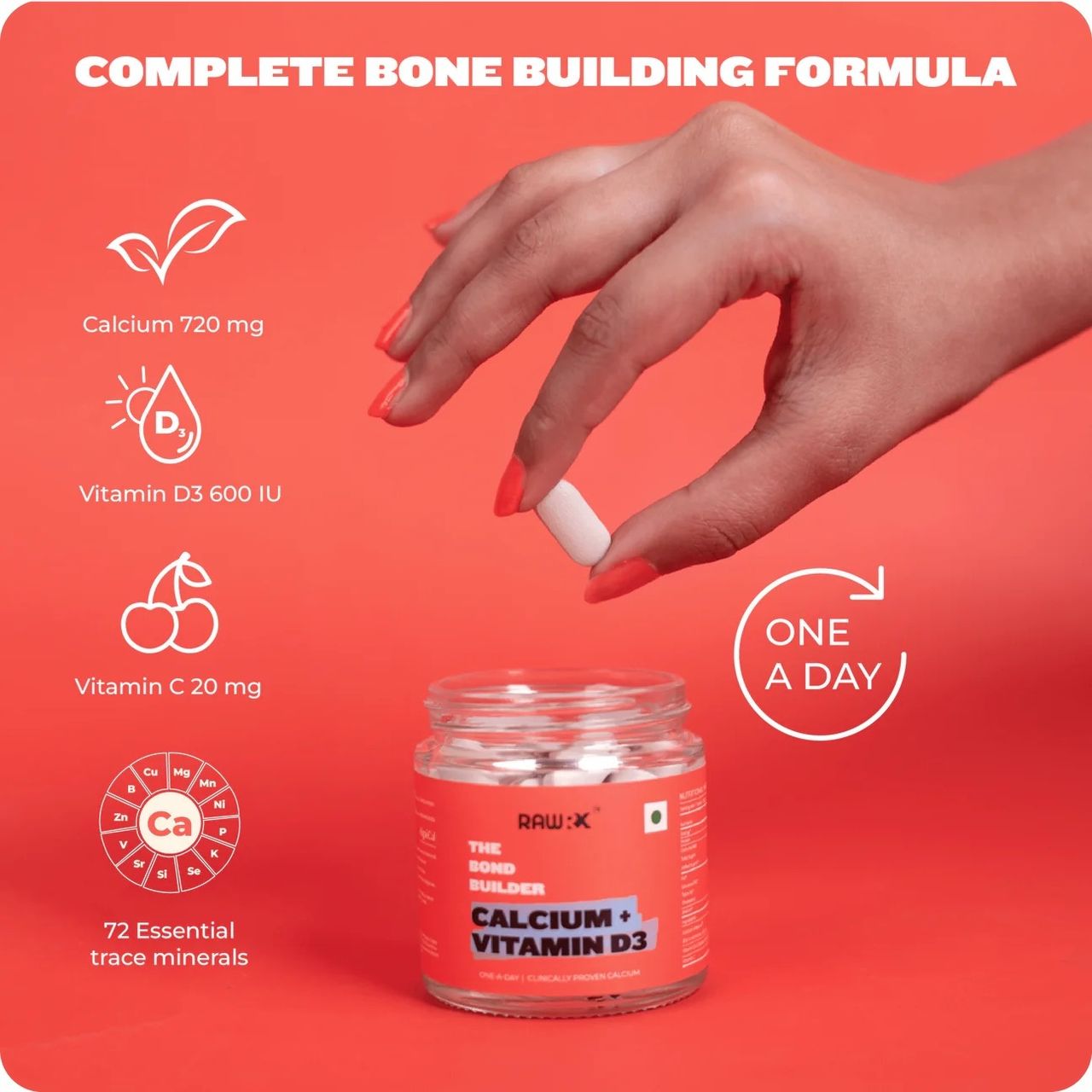 RawRX Plant Based Calcium + D3 30 Tablets