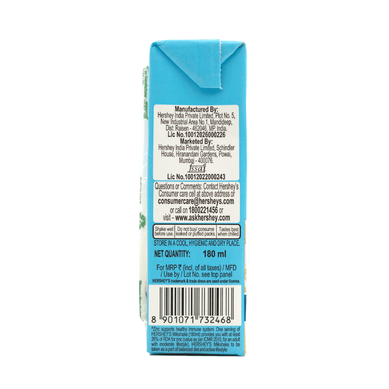 Hersheys Vanilla Milkshake Tetrapack 180 ml Combo