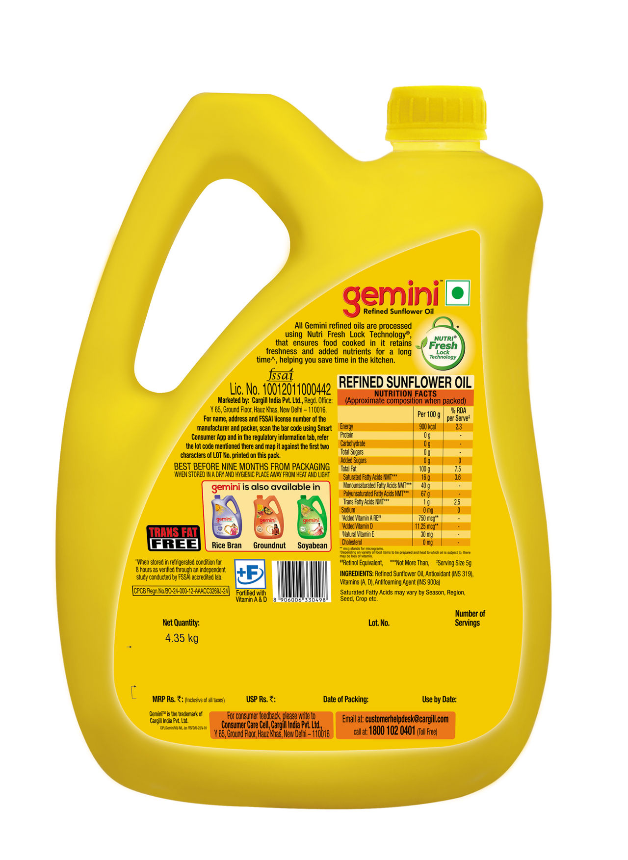 Gemini Refined Sunflower Oil | Jar