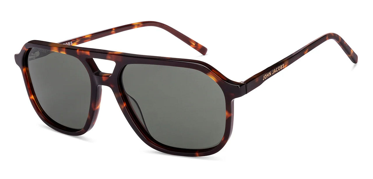 John Jacobs By Lenskart Unisex Acetate Square Sunglasses | Brown Tortoise - Extra Wide