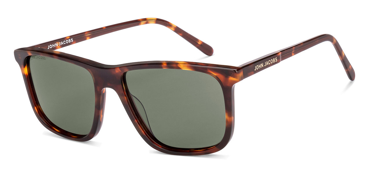 John Jacobs By Lenskart Unisex Acetate Rectangular Sunglasses | Brown Tortoise - Extra Wide