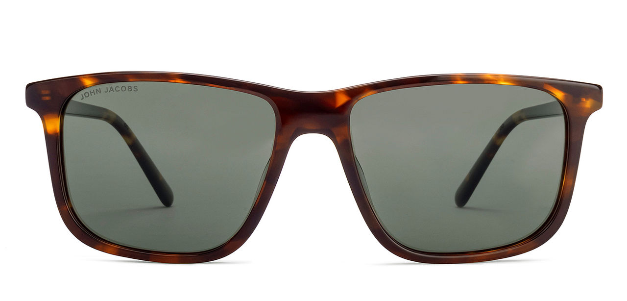 John Jacobs By Lenskart Unisex Acetate Rectangular Sunglasses | Brown Tortoise - Extra Wide