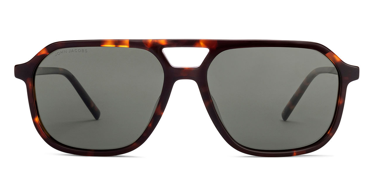 John Jacobs By Lenskart Unisex Acetate Square Sunglasses | Brown Tortoise - Extra Wide