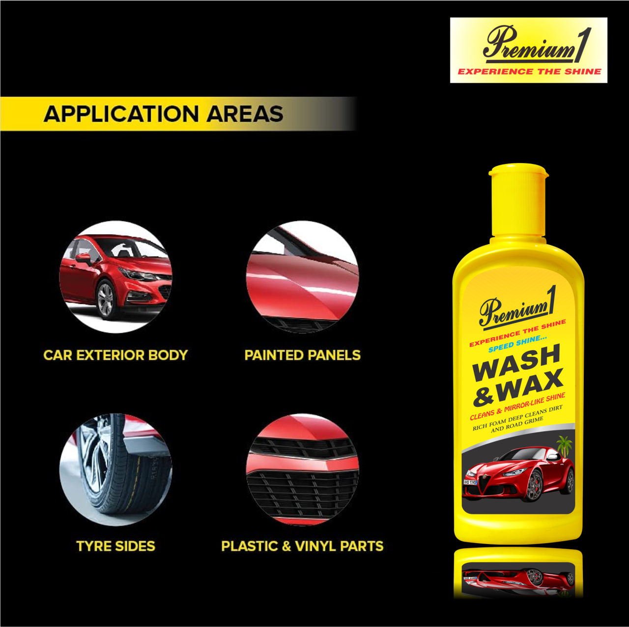 Premium1 Wash & Wax (200ml) & Gomechanic Multipurpose Lubricant Spray 400Ml-Advanced Formula For Rust Prevention (1pc) Combo
