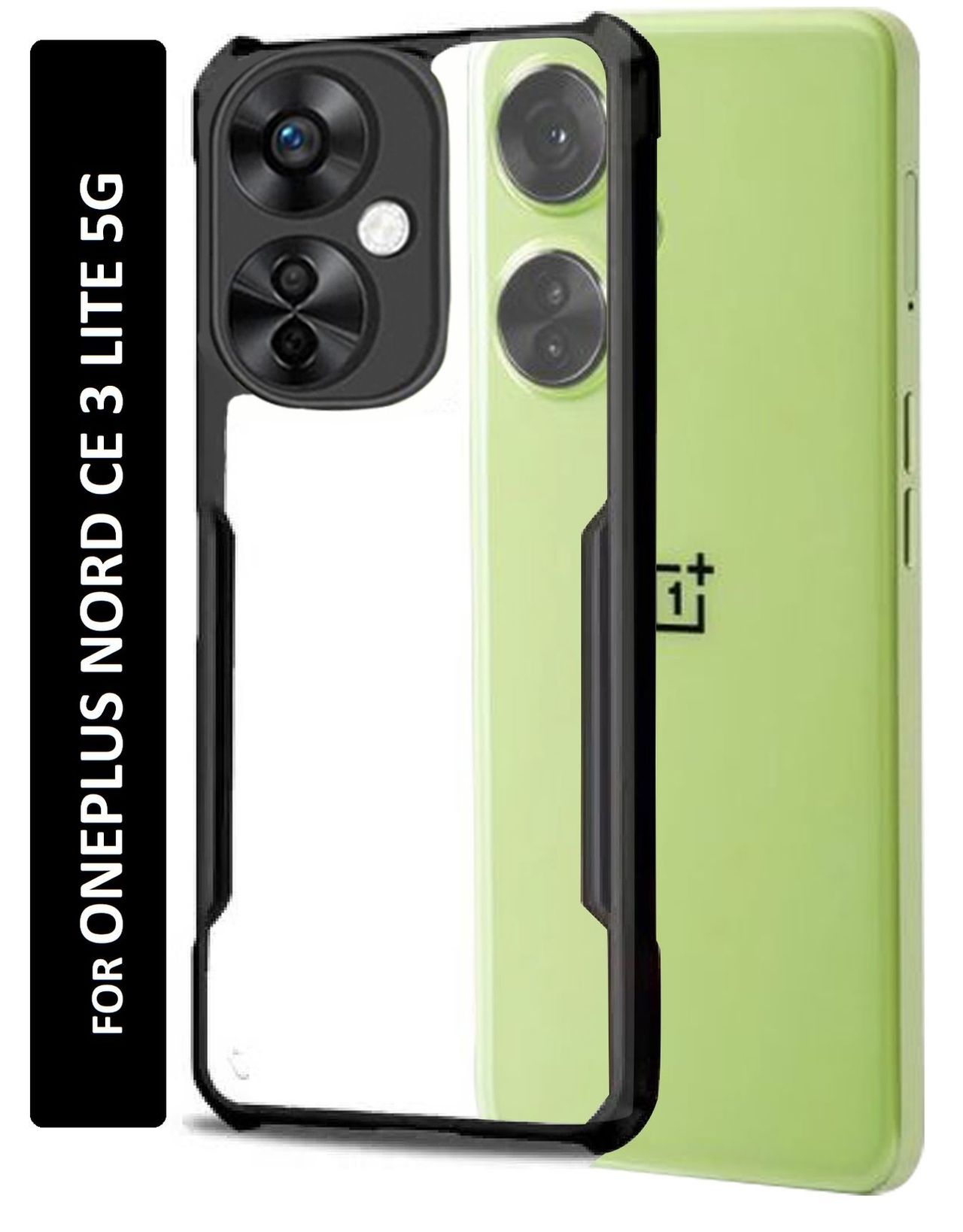 Kwine Case Oneplus Nord Ce 3 Lite Back Cover - Black Bordered Transparent Case