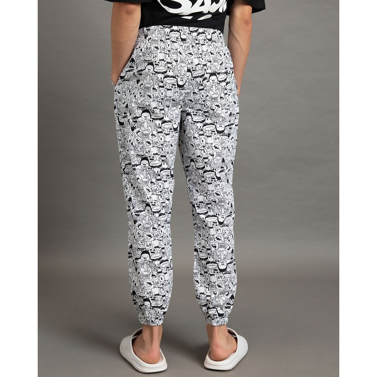 Bewakoof Men's All Over Printed Pyjamas | White - XL
