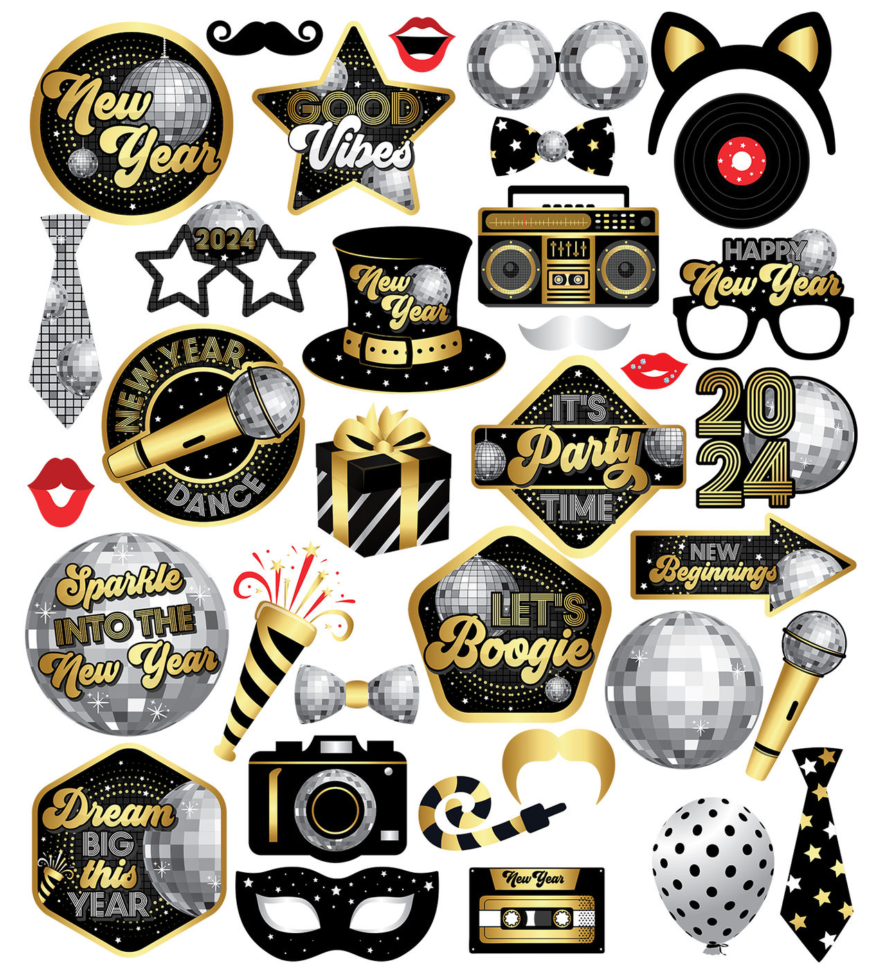 Party Propz Happy New Year Photobooth Props For 2024