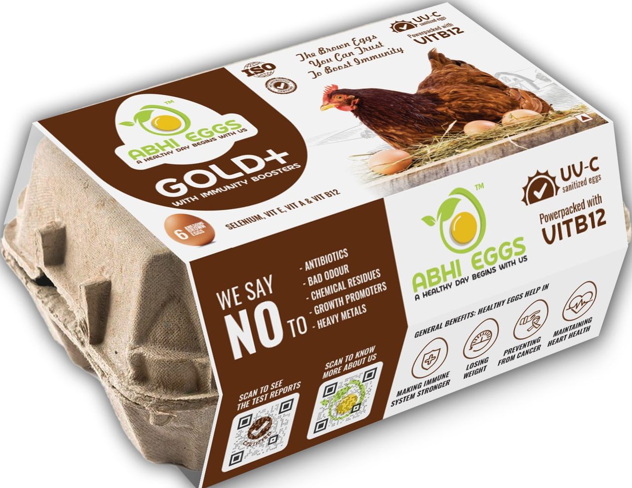 Abhi Eggs Gold + Brown Eggs with Immunity Boosters 6 pc Combo