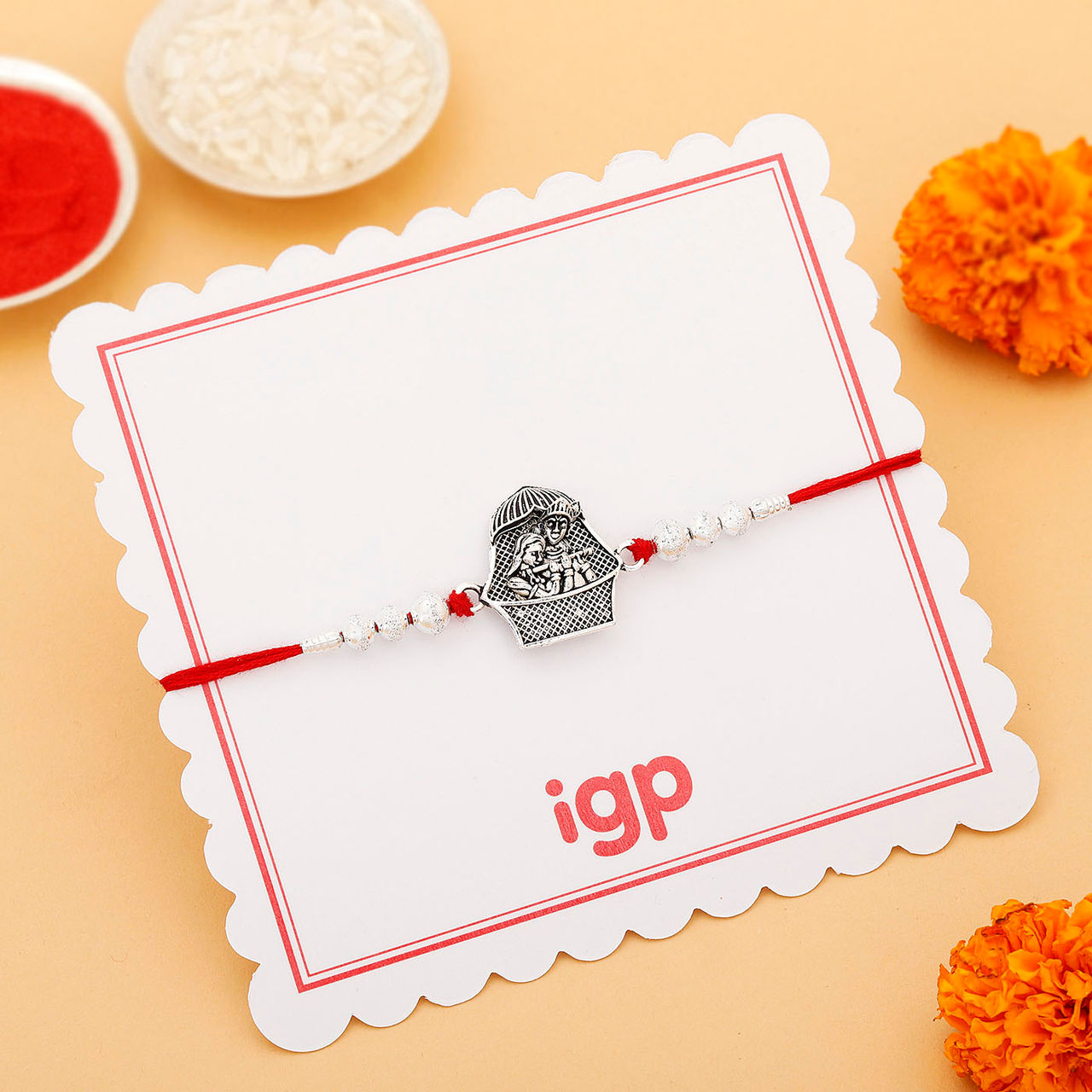 IGP Radha Krishna Rakhi - Silver 1 pc Combo