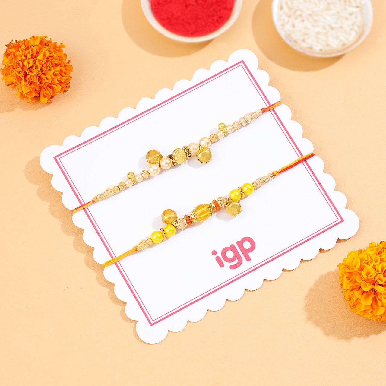 IGP Bead Dangling Rakhi - Traditional Design
