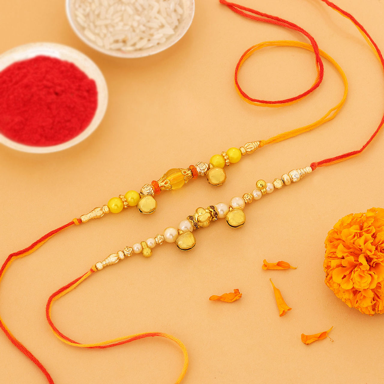IGP Bead Dangling Rakhi - Traditional Design
