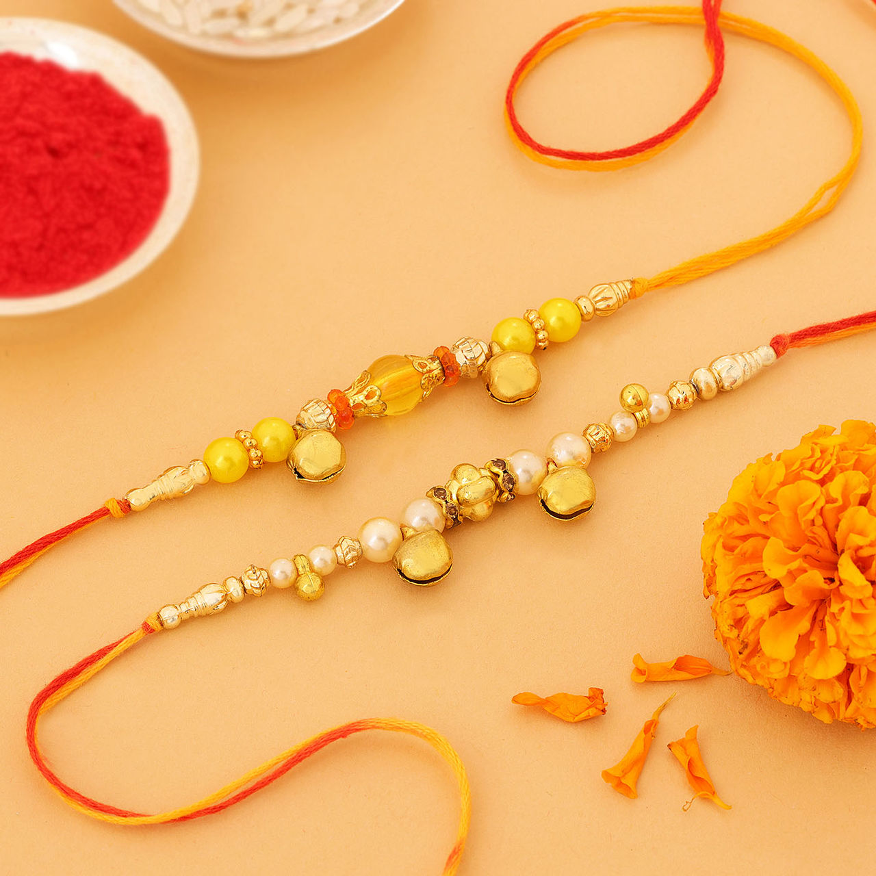 IGP Bead Dangling Rakhi - Traditional Design