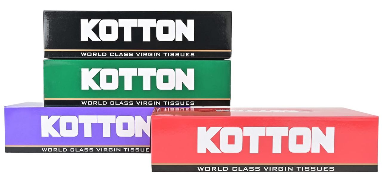 Kotton Facial Tissues Box - 2 Ply - 100% Virgin Pulp-Paper Box 100 pc - Pack of 2