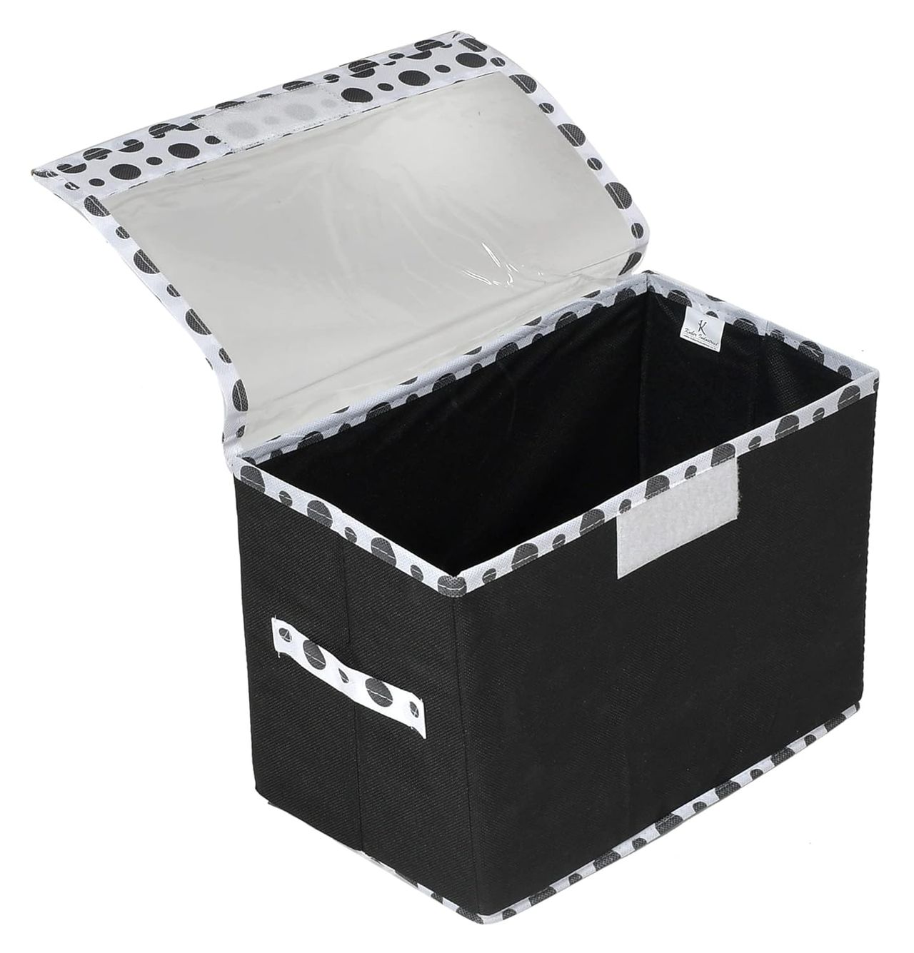 Kuber Industries Small Non-Woven Storage Box with Transparent Lid & Handle | 35x18 x22 cm (Black)